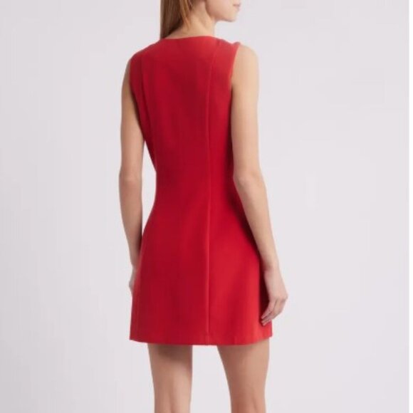 Charles Henry Red Button-Front Mini Dress – Size S MSRP: $99 - Picture 4 of 12